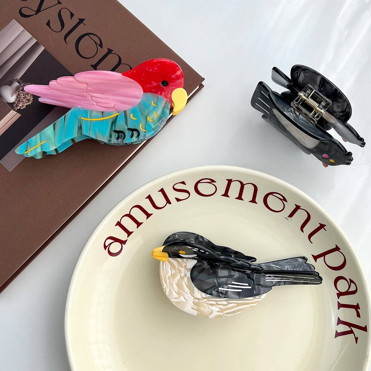 Parrot Colorblock Acetate Hair Claw Cute Clip_CWAHA6022