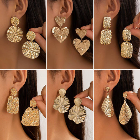 FASHION PERSONALITY COOL STYLE PLEATED EARRINGS_CWMM3197
