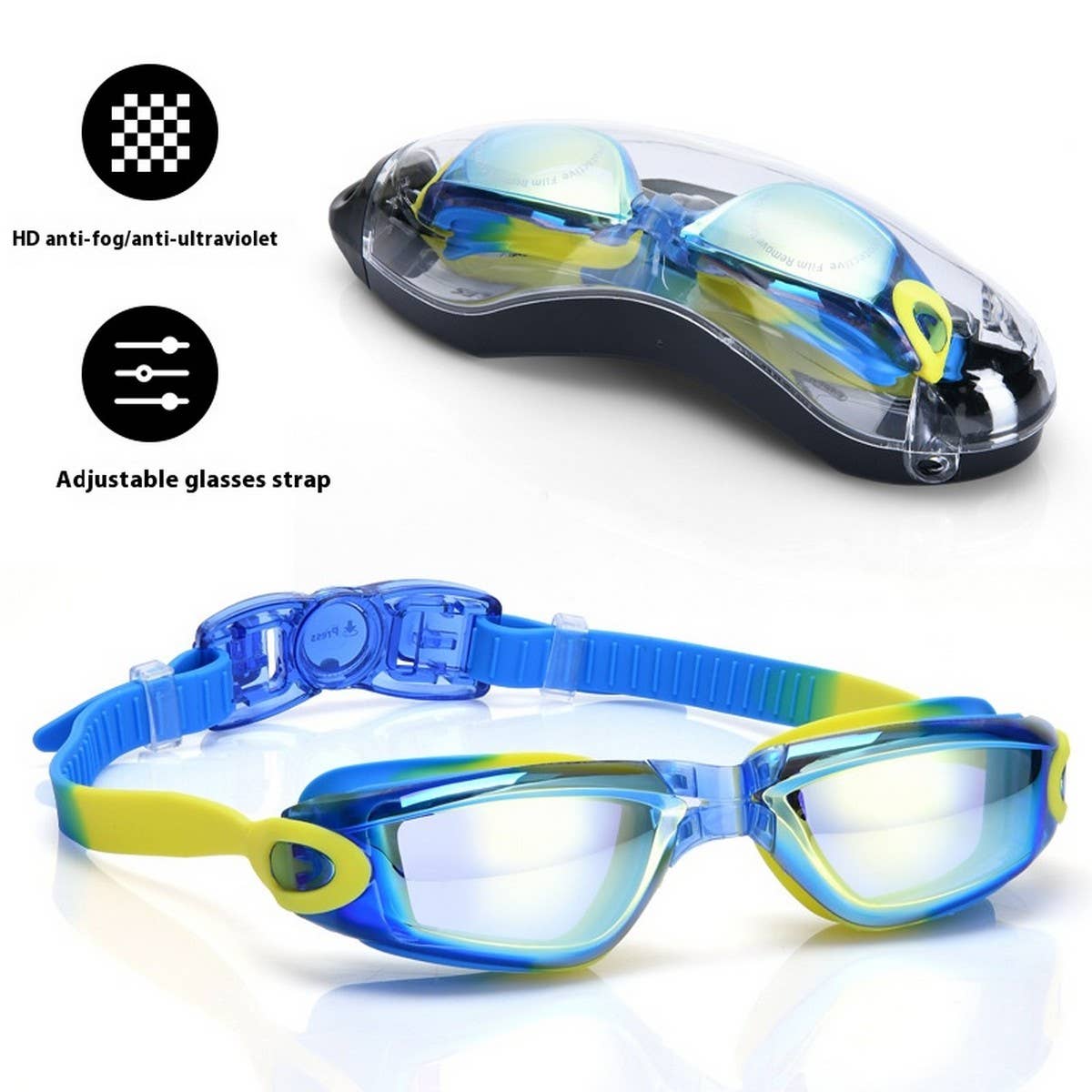 Kids Swim Goggles, HD Mirror, Anti-Fog Waterproof