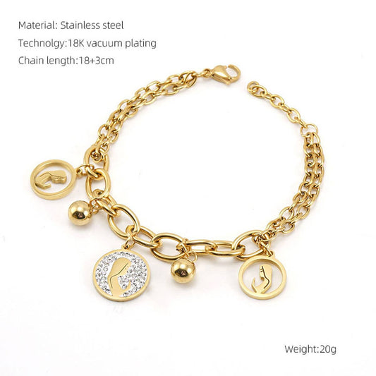 Stainless steel hollowed out girl bracelet