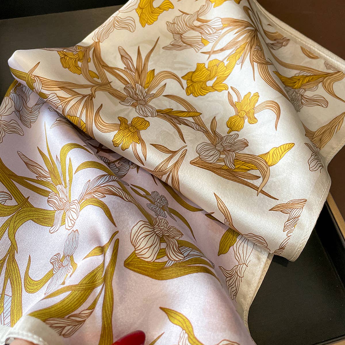 Silk Floral Square Scarf ? 53cm Neck Wrap