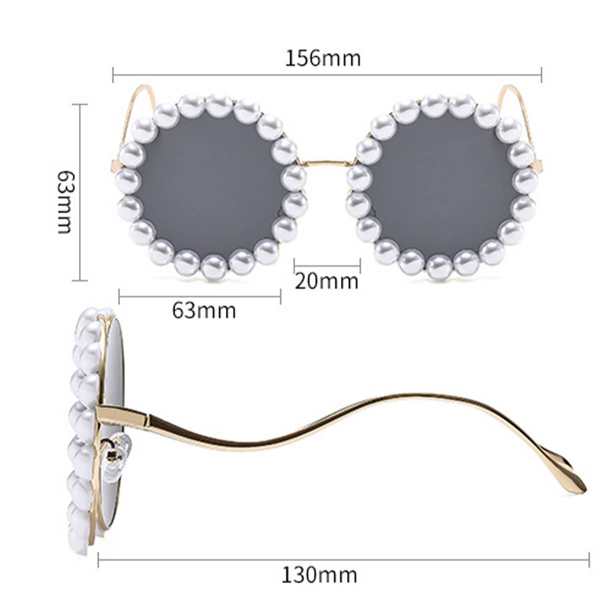 Pearl-Embellished Metal Round Gradient Sunglasses_CWASG1174