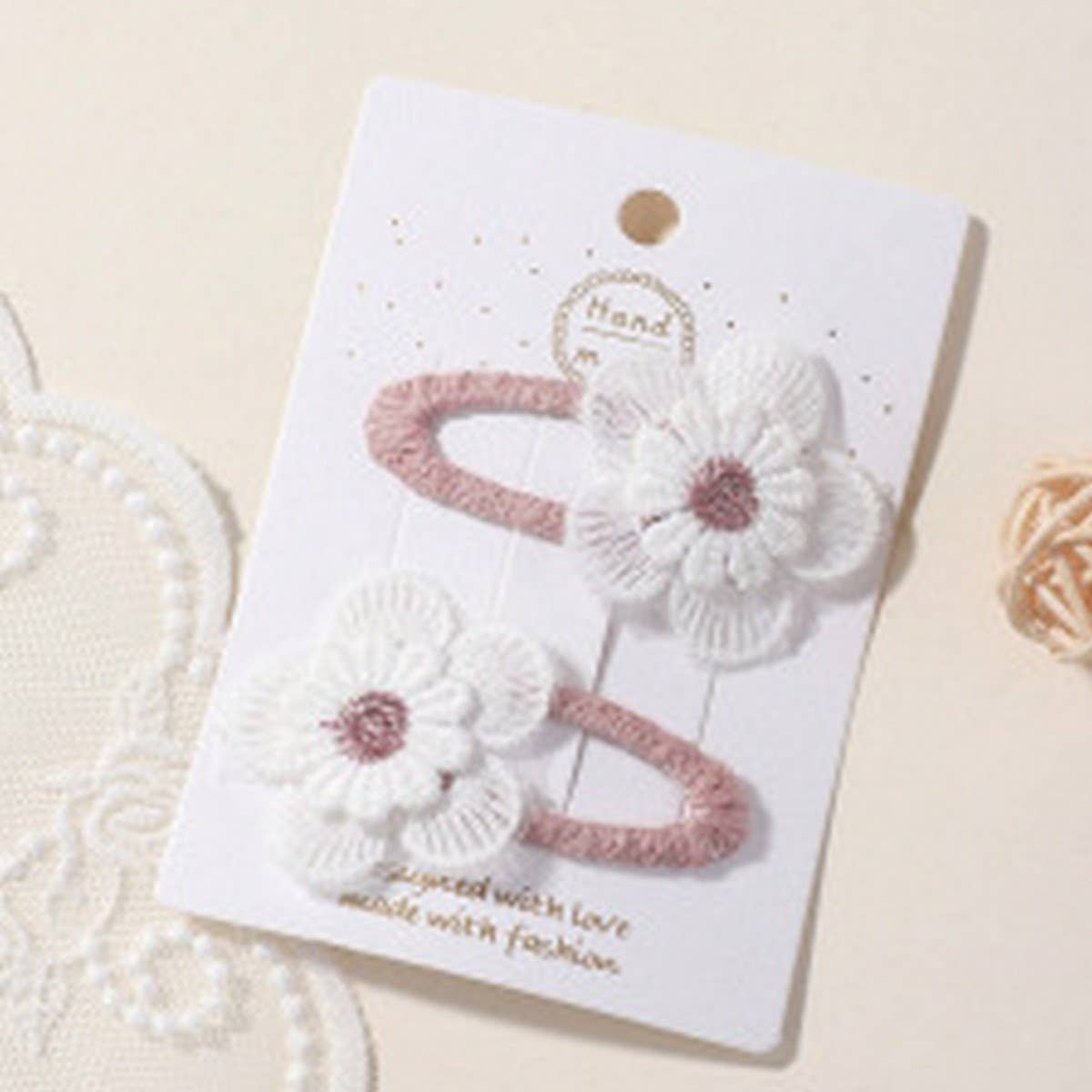 Fresh Daisy Hair Clip Set ? Handmade Fabric Clips