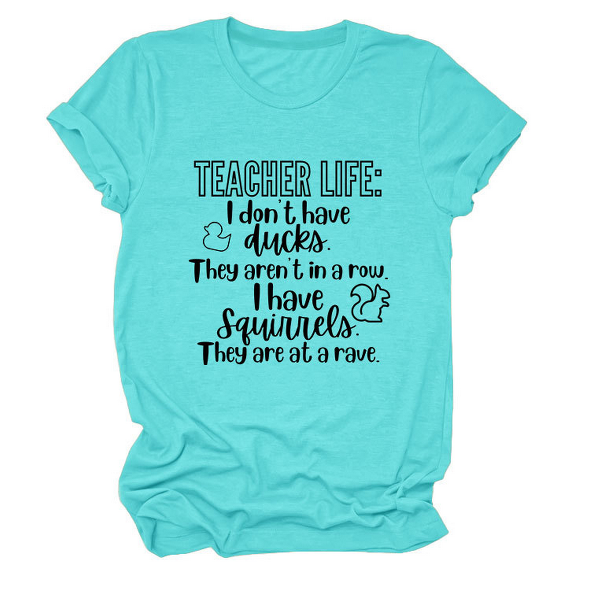 Casual Teacher Tee ??Round Neck Graphic Shirt_CWTTSL0479