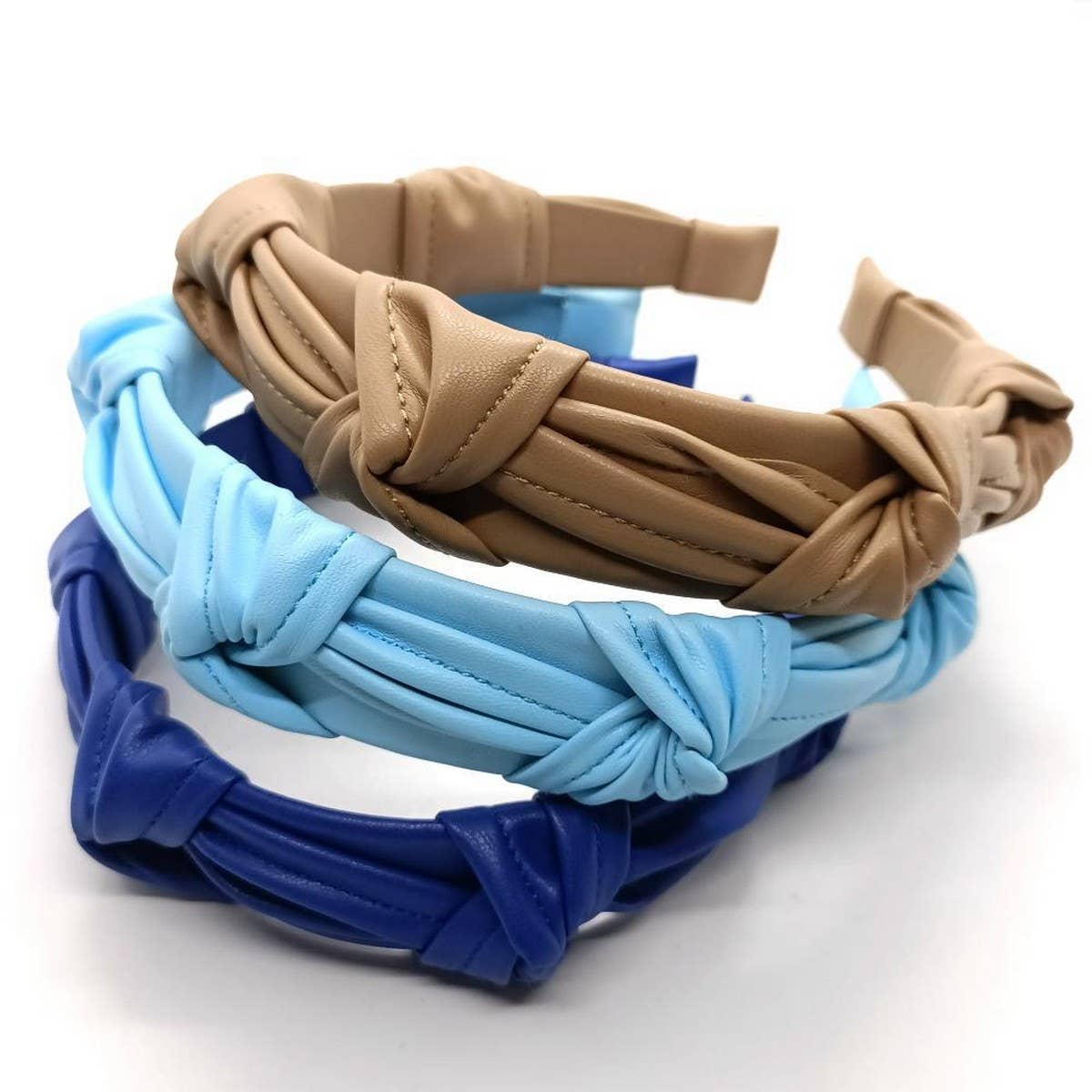 Pastel Morandi PU Leather Knot Headband_CWAHA6342