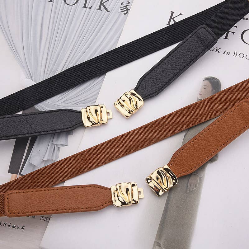 Fashionable elastic elastic metal buckle belt