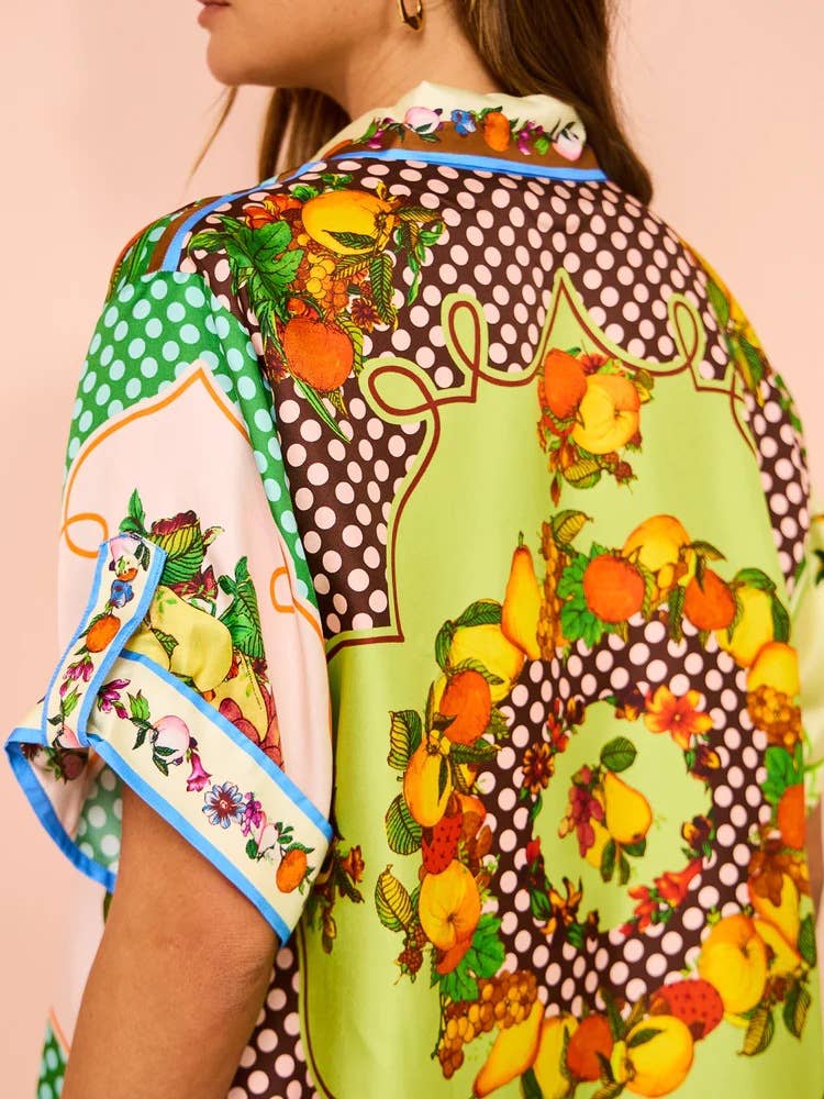 Fashion personality print loose tie rope jacket