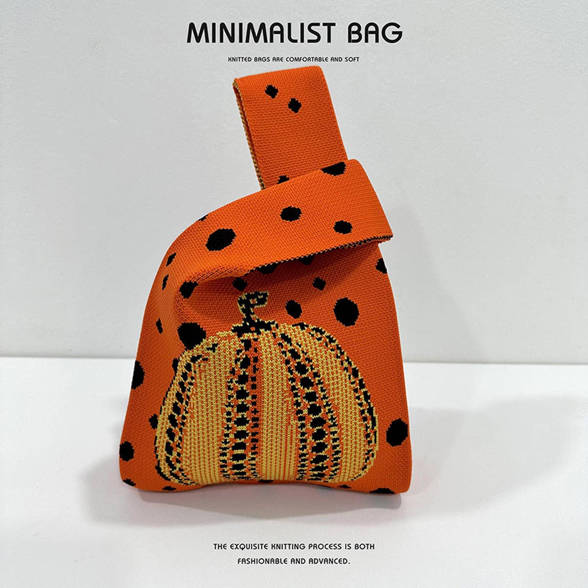 WOMEN PUMPKIN KNITTED SHOULDER HANDBAG_CWAB1502