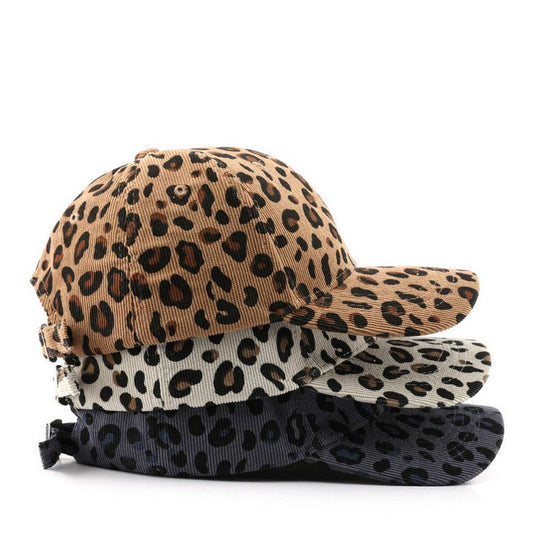 Corduroy Leopard Baseball Cap Warm Sun Hat_CWAH2834