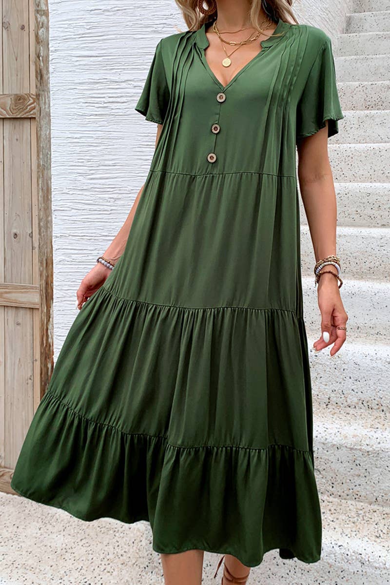 CWDMD4472_2025 NEW CASUAL V-NECK LOOSE MID-LENGTH DRESS