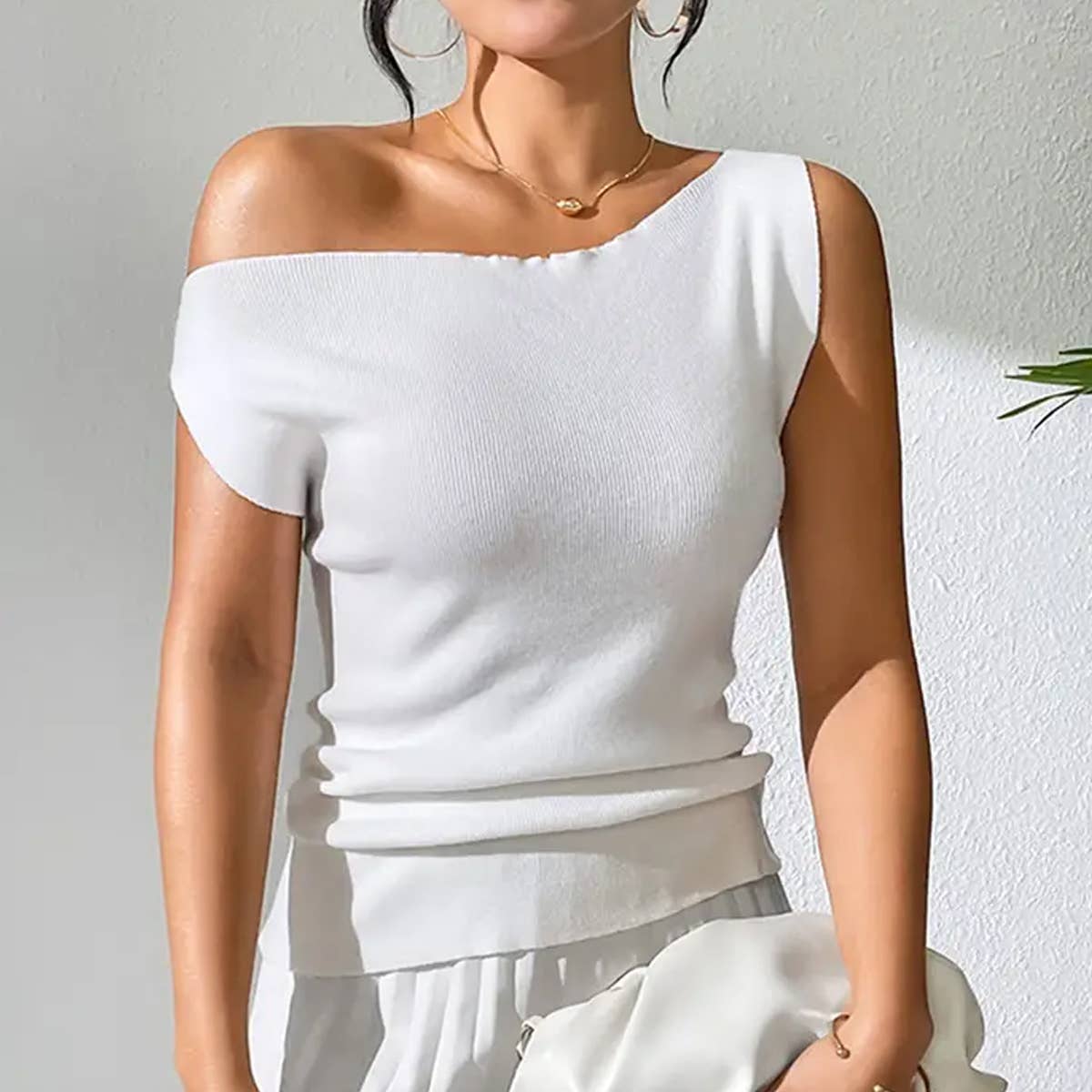 Sleeveless knit vest slim-fit T-shirt