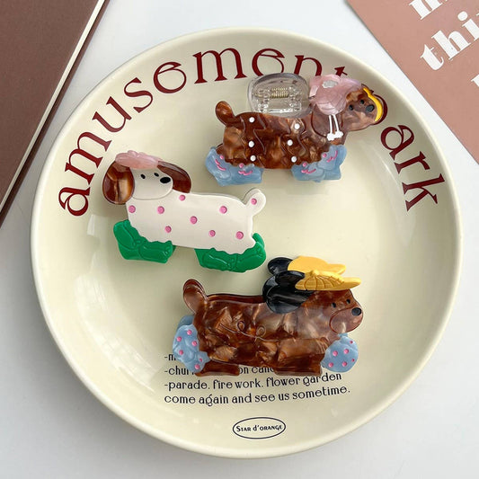 Cute Cartoon Dog Acetate Clip ?Chic Simple Hairpin