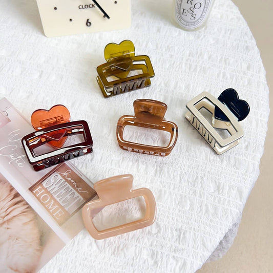 Heart Acetate Hair Claw - Minimalist Chic Clip_CWAHA1596