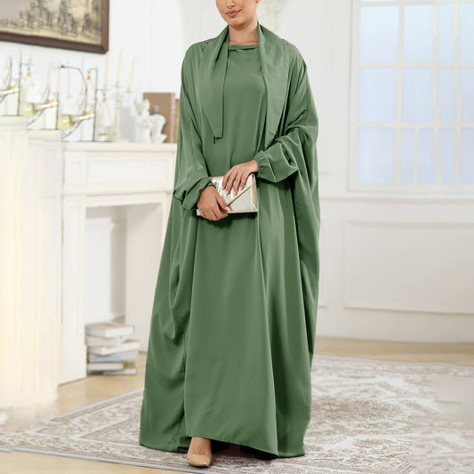 SATIN LACE ARABIC STYLE LOOSE DRESS