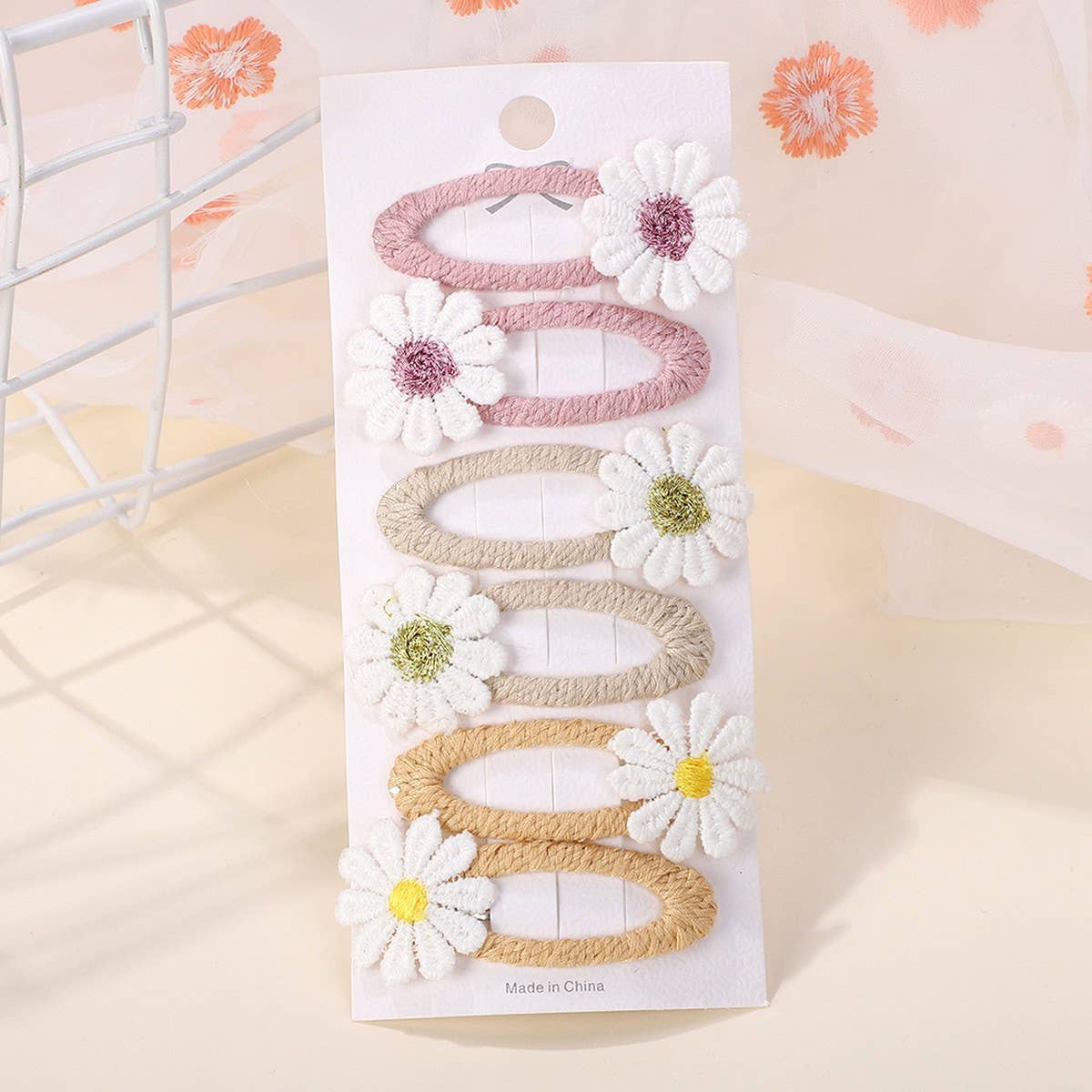 Fresh Daisy Hair Clip Set ? Handmade Fabric Clips