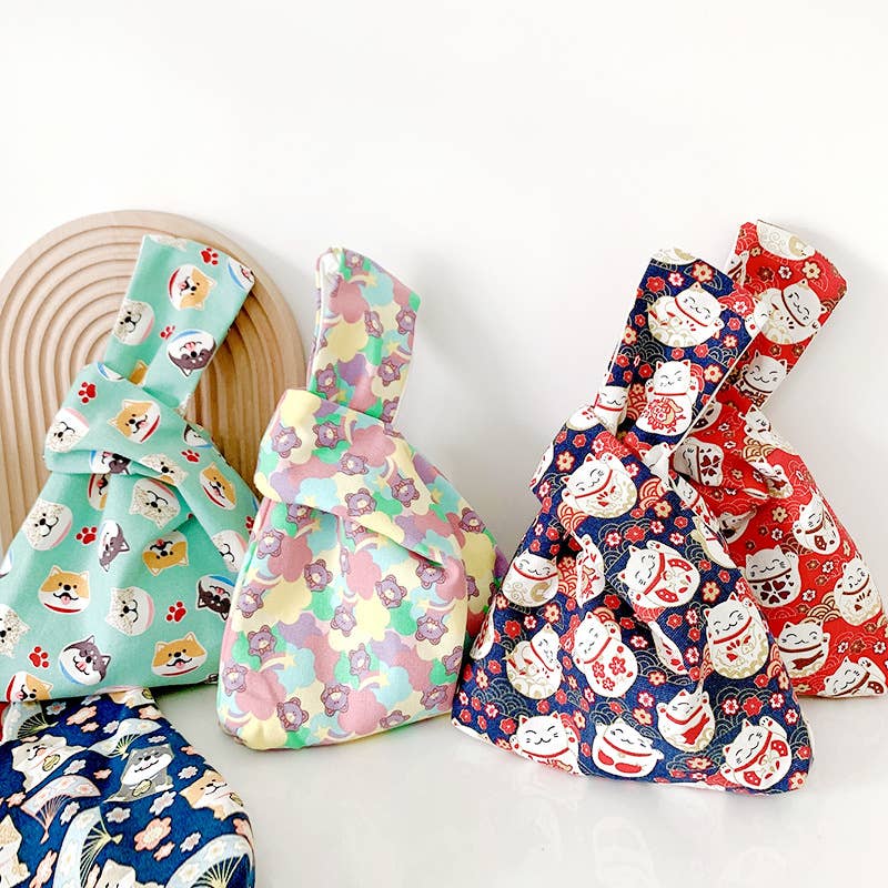 Cute cartoon tie canvas handbag