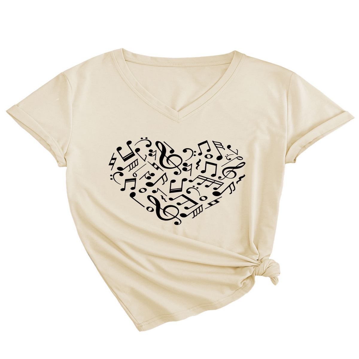 Heart and Music V-Neck T-Shirt ? Relaxed Fit