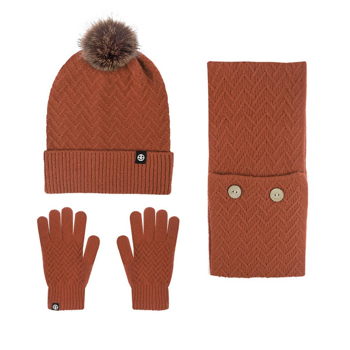 COLD-PROOF WOOL BALL KNITTED THREE-PIECE SUIT