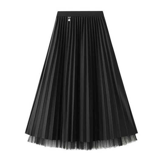 Reversible Pleated Tulle A-Line Midi Skirt