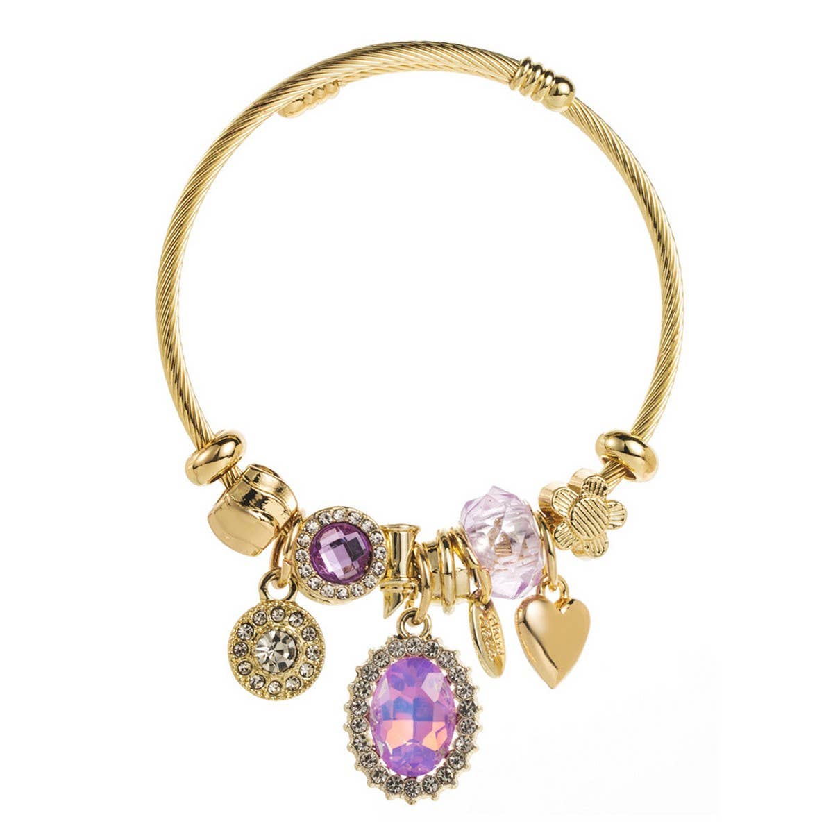 Stylish Couple Bracelet with Round Heart Pendant_CWMM8578