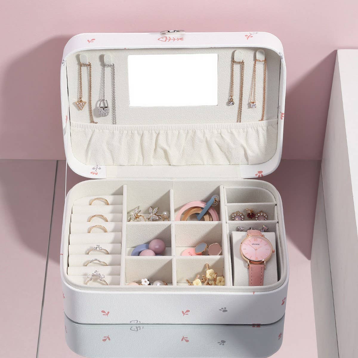 LARGE CAPACITY PRINTED CARTOON JEWELRY STORAGE BOX_CWAJE1540