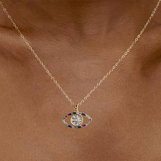 Zircon eye titanium steel collarbone chain