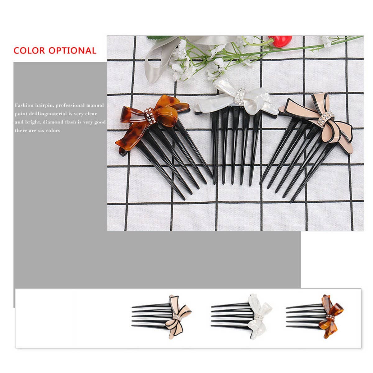 ACETATE BOW COMB HAIRPIN HAIR COMB HAIR FORK_CWAHA4204