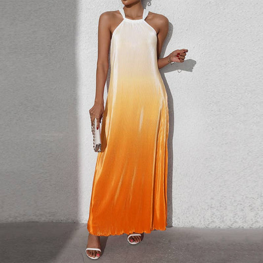 Stylish sexy backless halter color-changing dress
