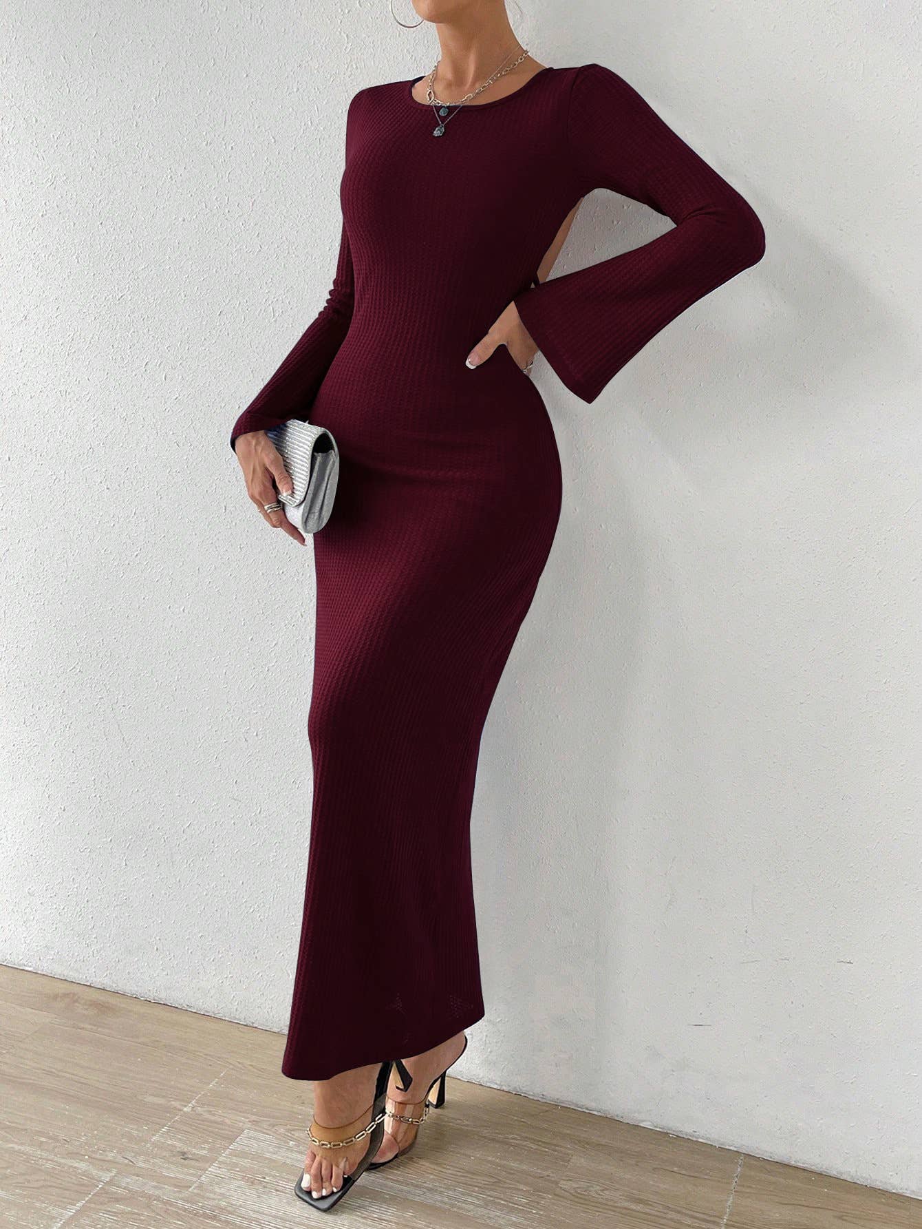 SLIMMING WAIST WRAP HIP FISHTAIL BACKLESS DRESS