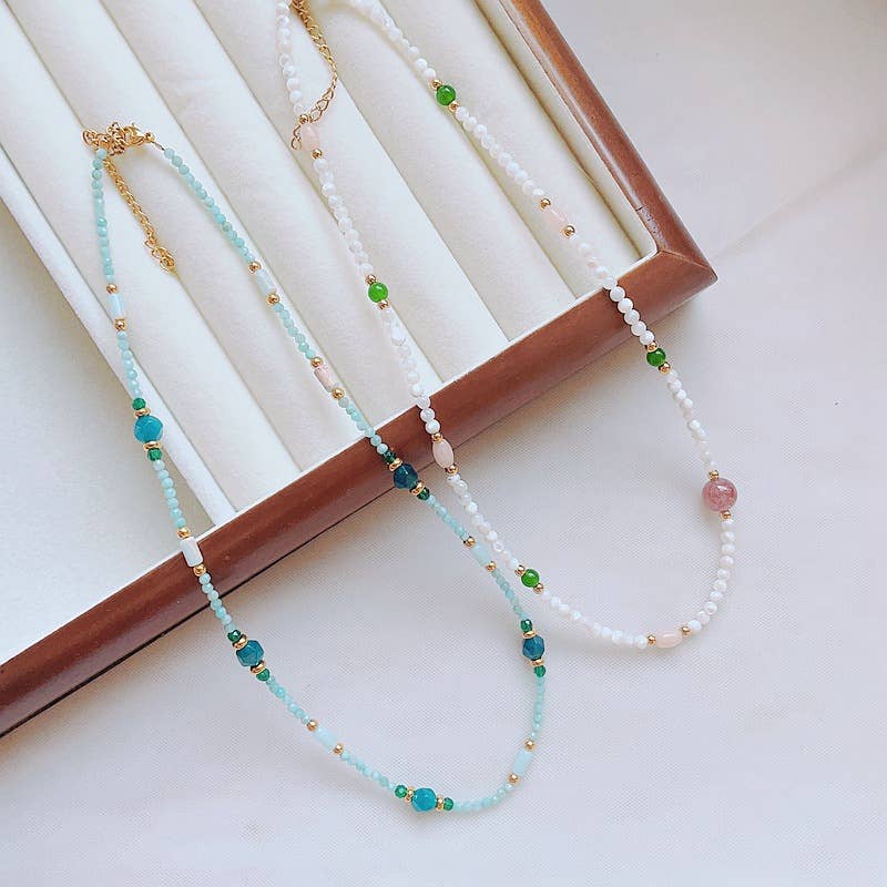 Baroque pearl natural stone necklace