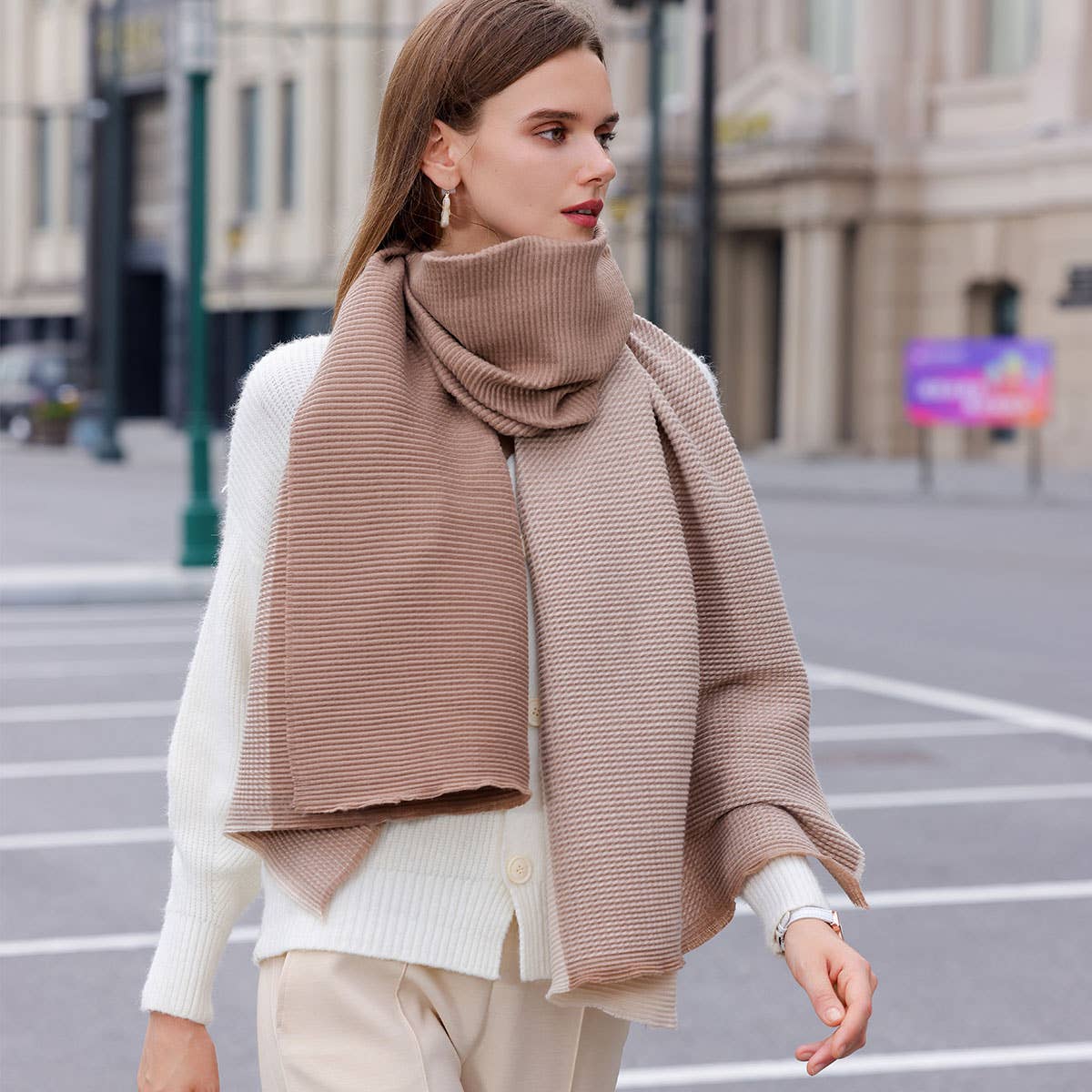 Double-Sided Crinkle Scarf - Elegant Winter Wrap