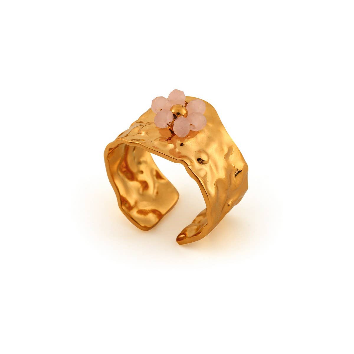 18K Stainless Steel Open Ring with Flower Design_CWMM8938