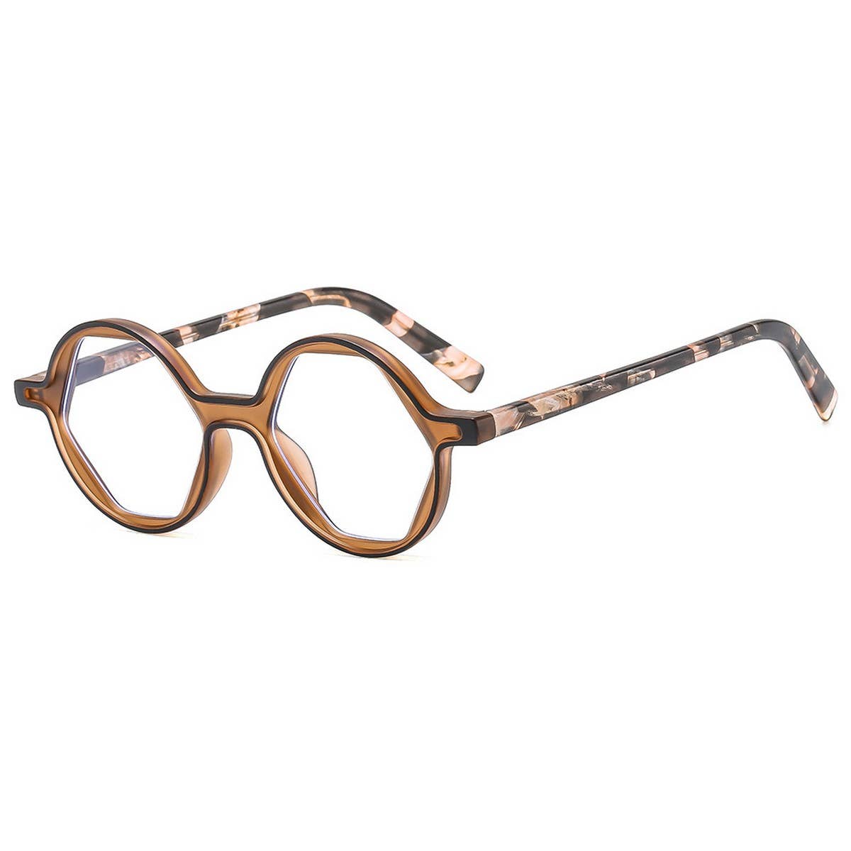 Floral Arm Hexagon Round Sunglasses Cute Look