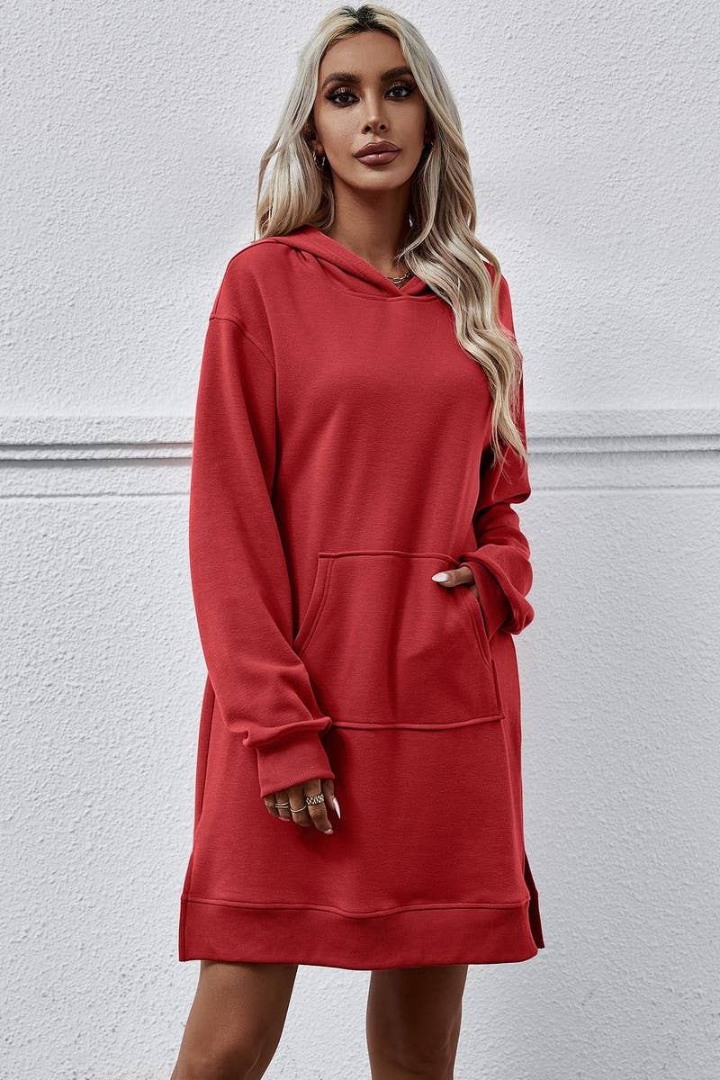 SPLIT LONG HOODIE DRESS_CWDSD2041