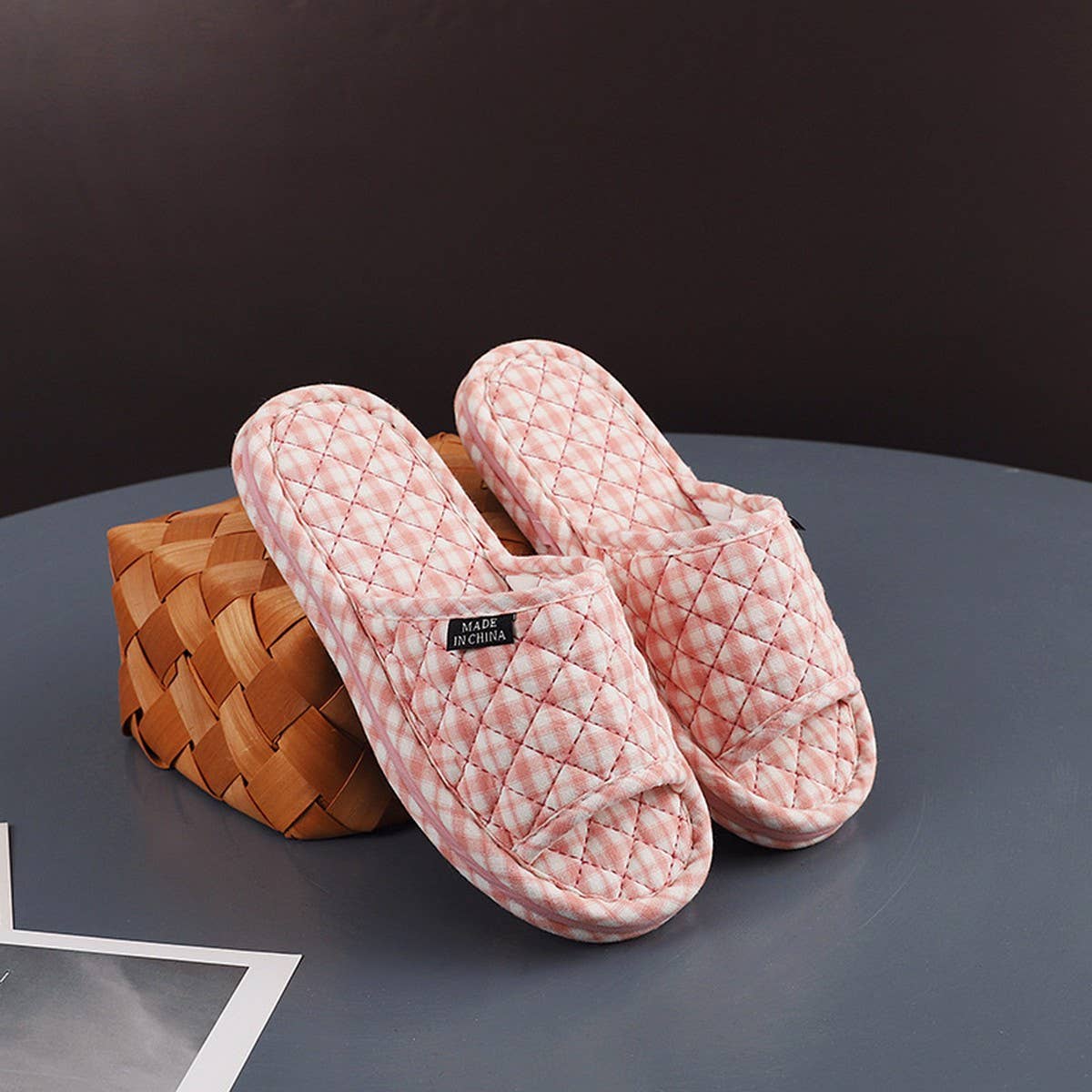 Thick Cotton Indoor Slippers with Fabric Sole