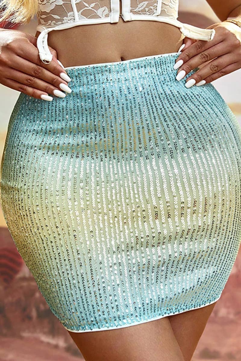 CWBSS0216_SEXY GRADIENT SHORT SKIRT WITH HIP WRAP