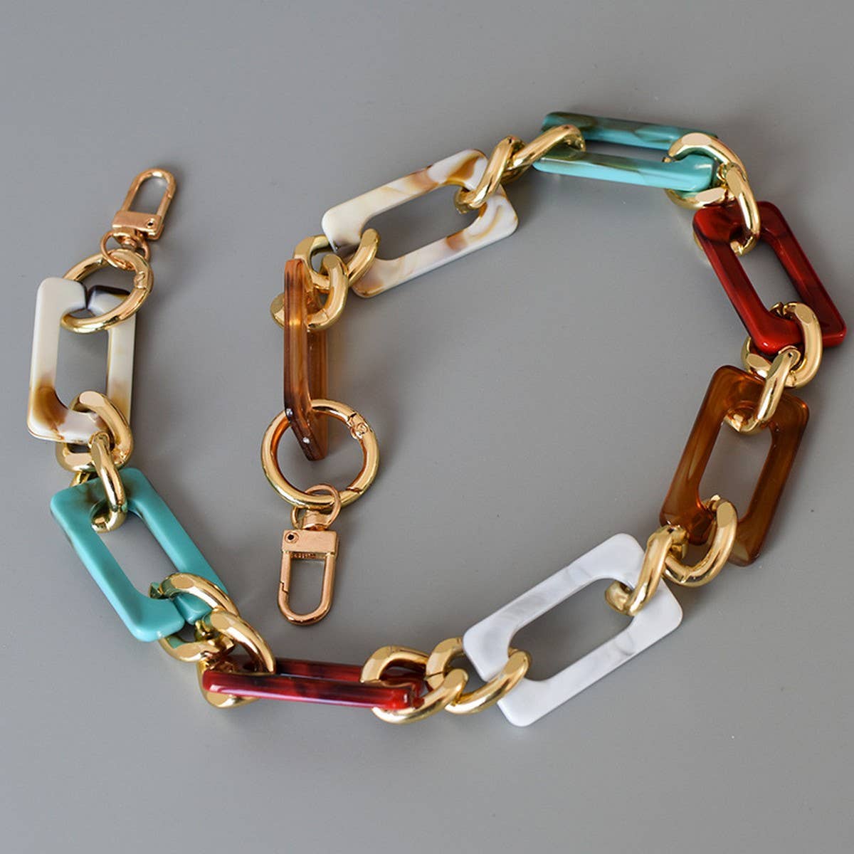 Heart,Rectangle Colorful Mixed Acrylic Bag Chain