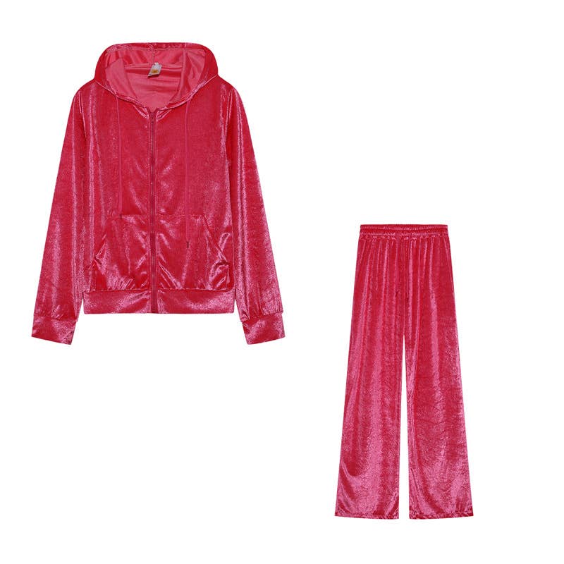 Fashion rhinestone Korean velvet sportswear set