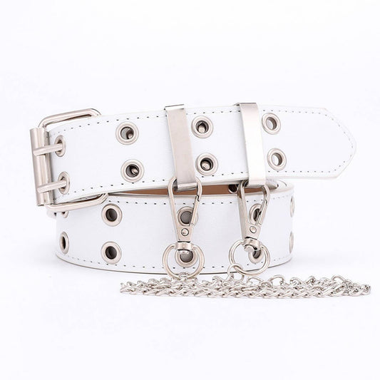 CWABE0371_DOUBLE EYE CHAIN WOMEN BELT