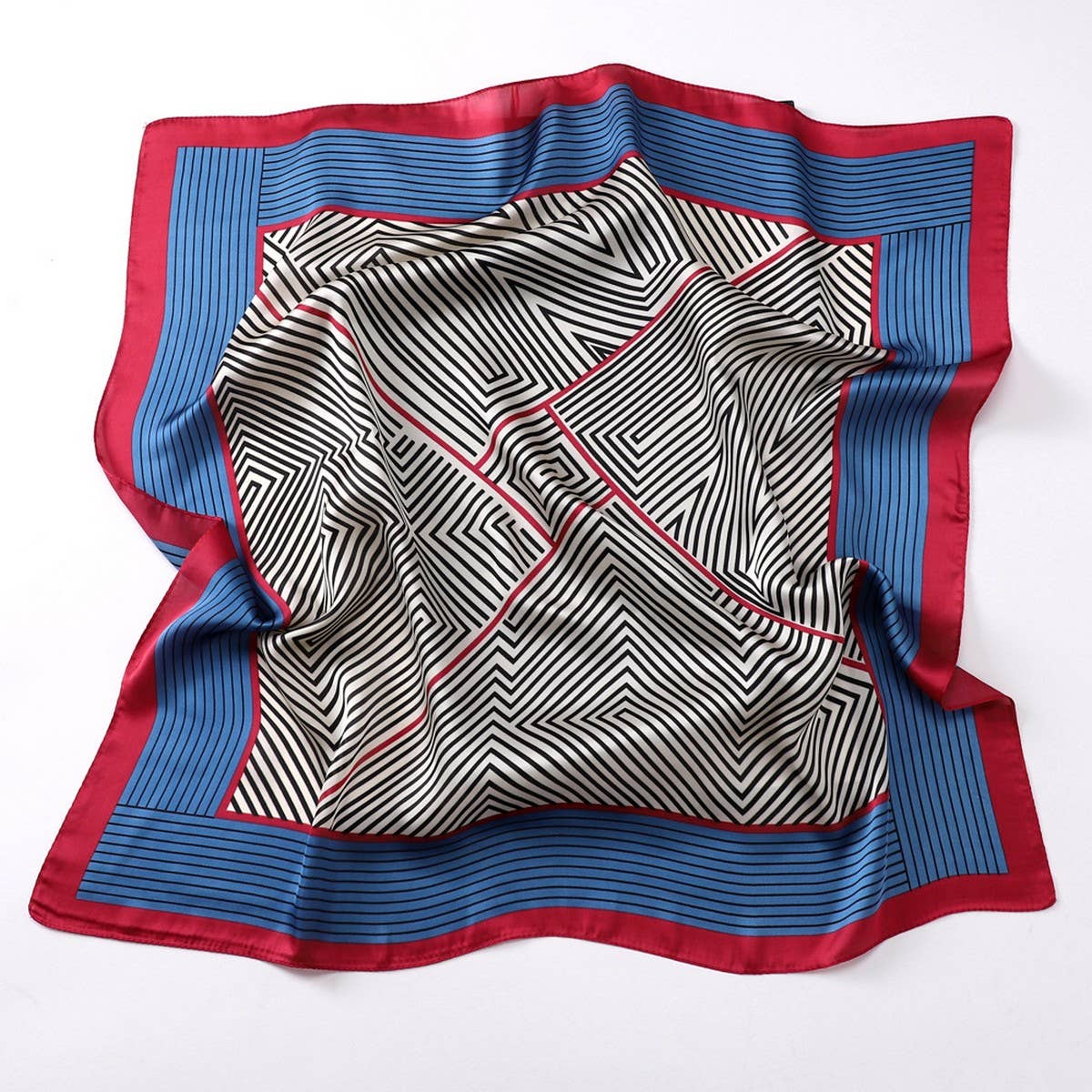 Vintage Letter Print Satin Square Scarf for Women