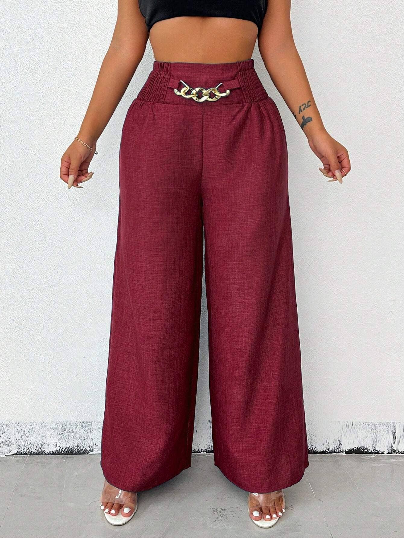 Stylish retro high-waisted slacks with wide legs