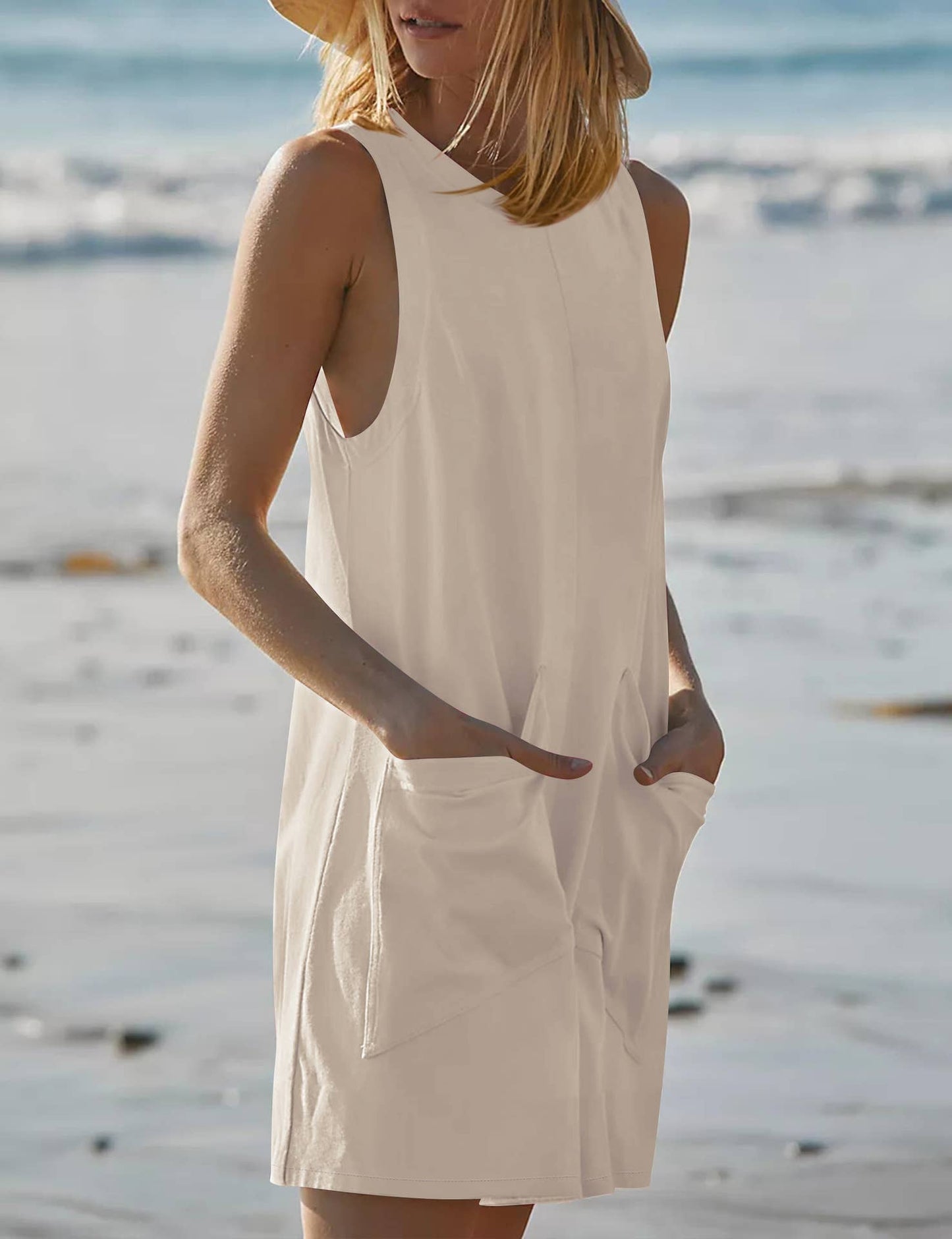 Loose casual sleeveless short tank jumpsuit