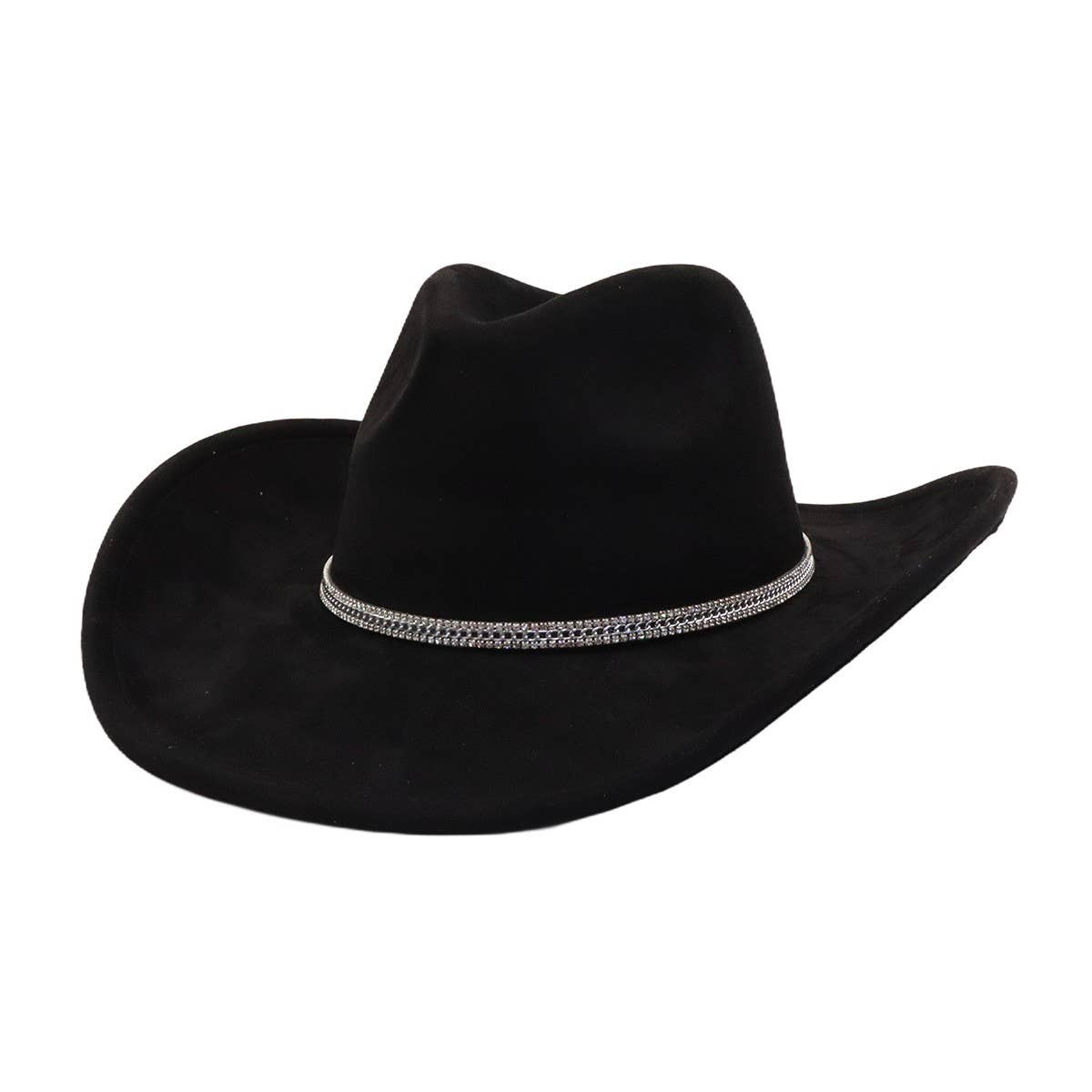 Suede Denim Cowboy Fedora Hat Western Ethnic Style_CWAH04394