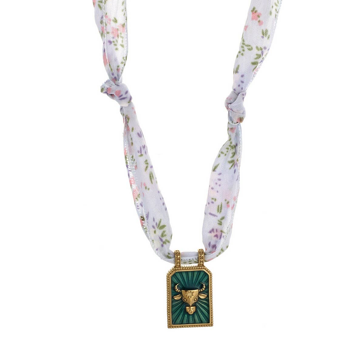 Handmade Zodiac Silk Scarf Necklace with Enamel
