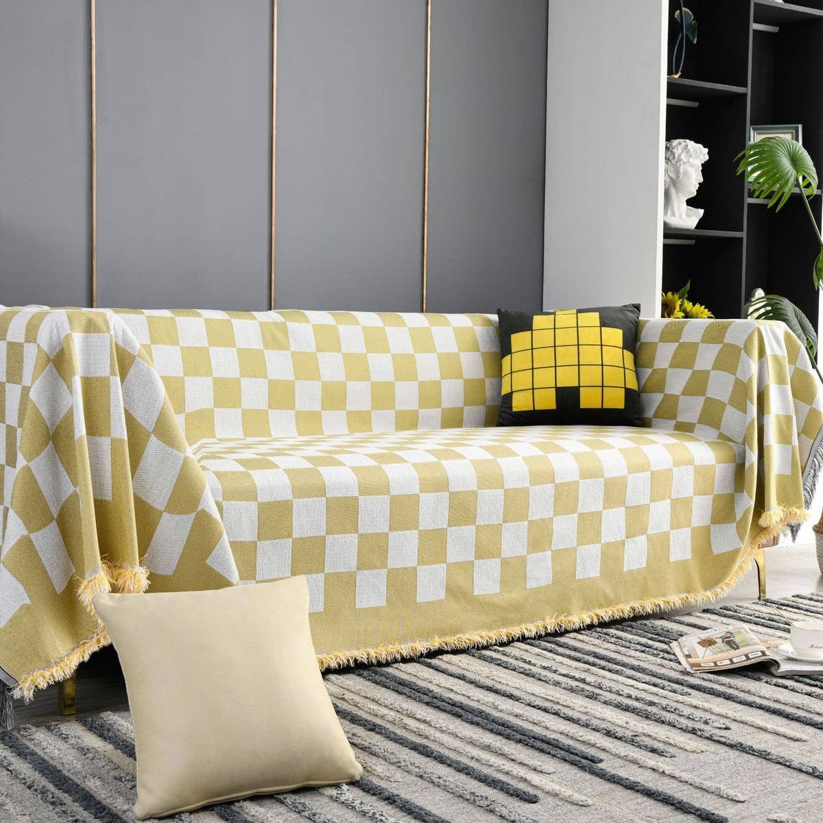 MODERN SIMPLE CHESSBOARD SOFA THROW