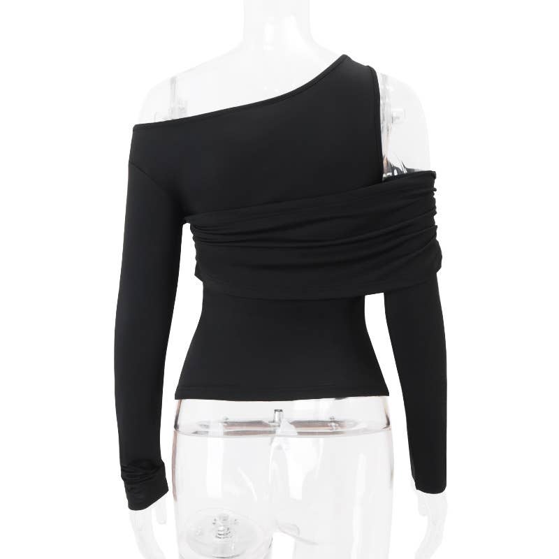 A solid-color fitted knitted top