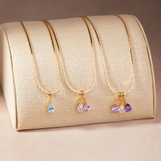 STAINLESS STEEL COLORED DROP ZIRCON NECKLACE_CWMM3921
