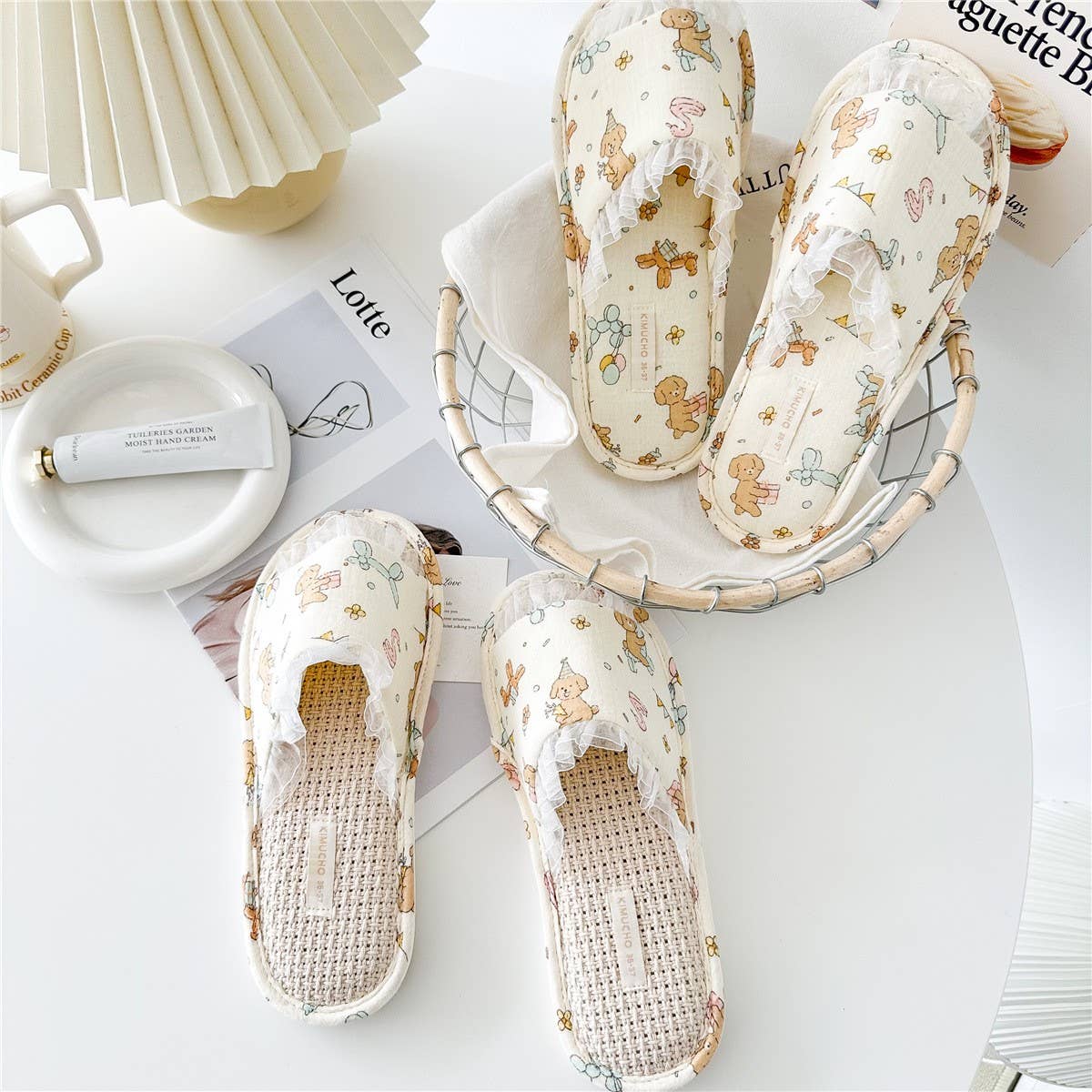 WOMEN'S LINEN BOTTOM NON-SLIP HOME SLIPPERS