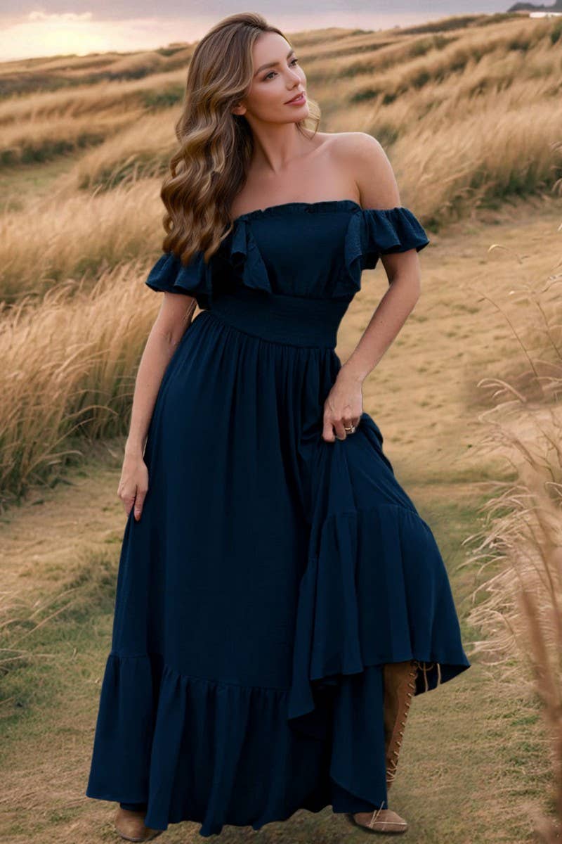 CWDMD6138_SOLID OFF-SHOULDER ONE-SHOULDER DRESS