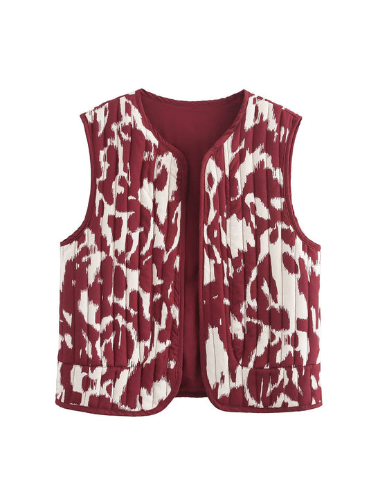 LIGHTWEIGHT PRINT FASHION BUTTONLESS VEST
